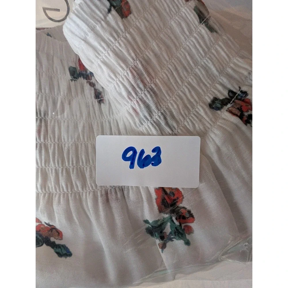 Vince White Floral Gauze Shirred Midi Skirt XS Romantic Minimalist Cottage Chic - Picture 12 of 13